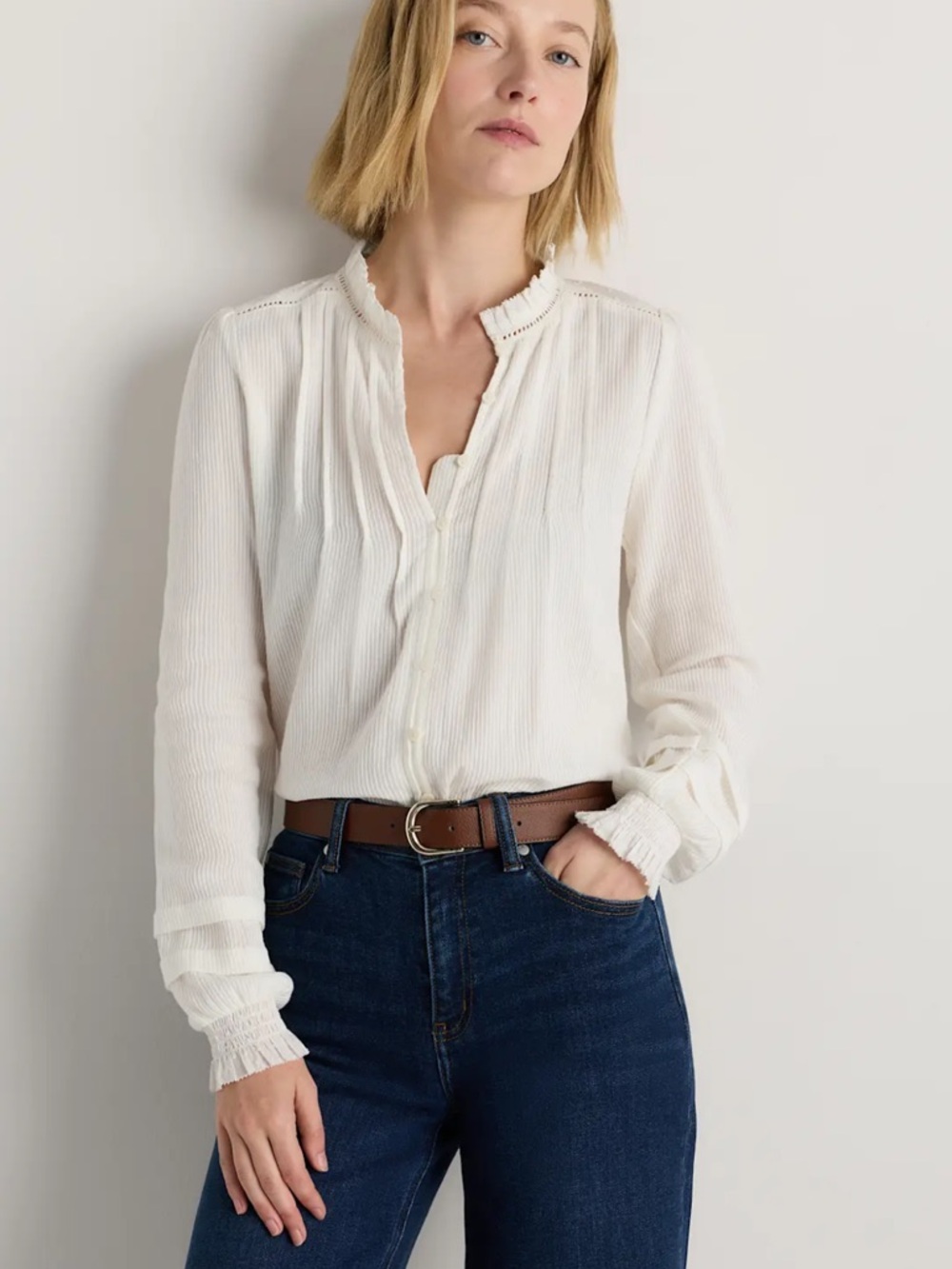 Quince Cream Organic Cotton Peasant blouse
